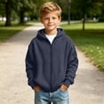 thumbnail image 6 of DJDLJWCJ Boys Zip Up Hooded Sweatshirts Waffle Knit Solid Color Hoodies for Boys Full Zipper Sweatshirt with Pocket Navy Size 7, 6 of 9