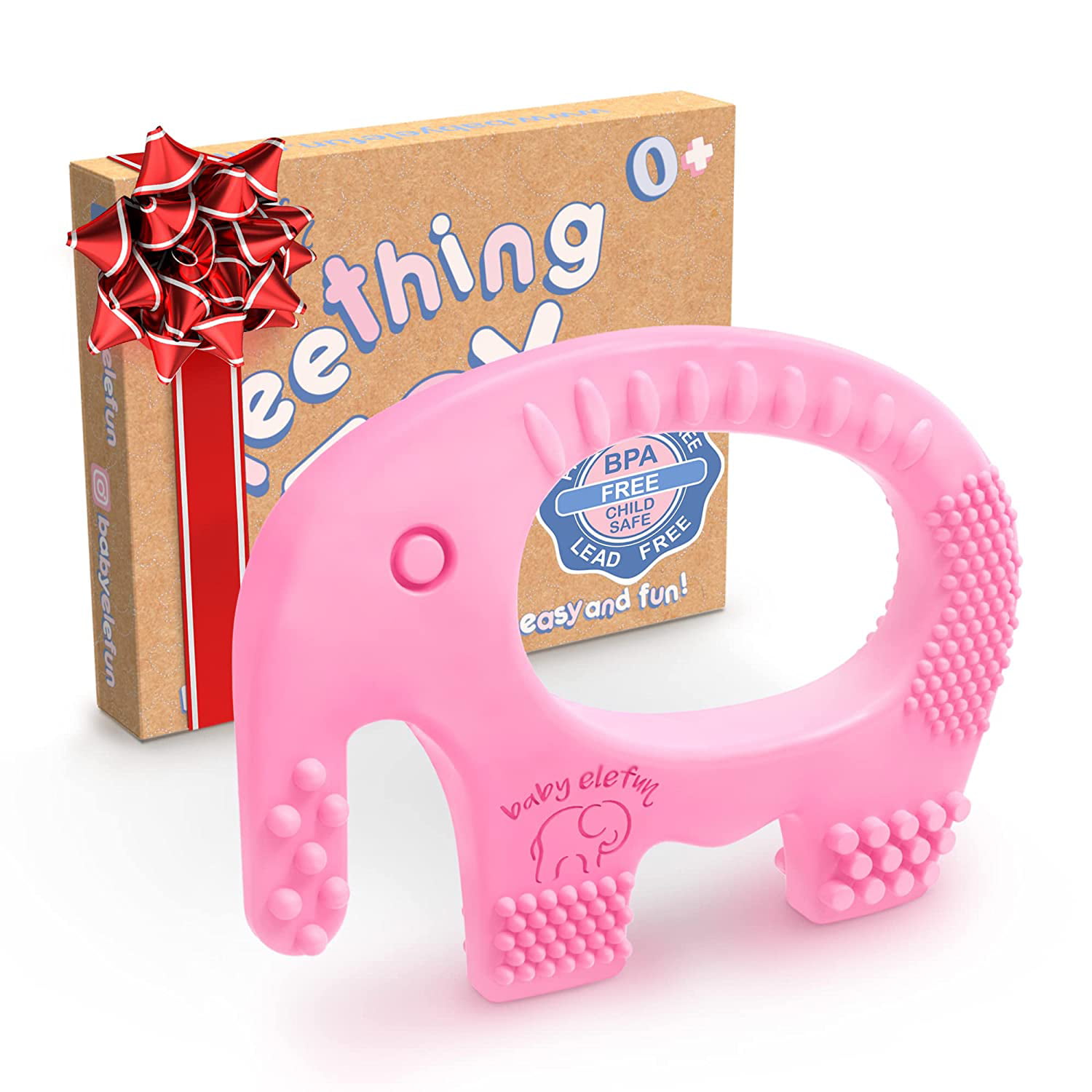 Animal Teether Baby Teething Chewable Cute Silicone Toys Hippo Pink 