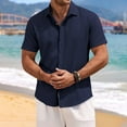 thumbnail image 2 of snullo Men's Linen Shirts Short Sleeve Casual Shirts Button Down Shirt Business Dress Clothing Beach Fashion Summer Tops, 2 of 5