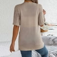 thumbnail image 5 of Women's Boho Crochet Knit Cardigan with Short Sleeves and Open Front Design Featuring Lightweight Textured Fabric Khaki L, 5 of 7
