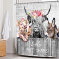 thumbnail image 2 of Farm Cow Shower Curtain 60Wx72H Inch Funny Vintage Bull Cattles Western Animal Rustic Wooden Shower Curtain Bathroom Set Country Nature Waterproof Bath Decoration Accessories Home Decor, 2 of 6