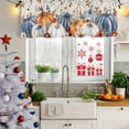 thumbnail image 5 of Fall Orange Blue Curtain Valances for Windows, Kitchen Valance Window Treatments Panel 2 Pack, Thanksgiving Floral Botanical Vintage Rod Pocket Short Curtains for Bathroom Bedroom 42 x 18 Inch, 5 of 8