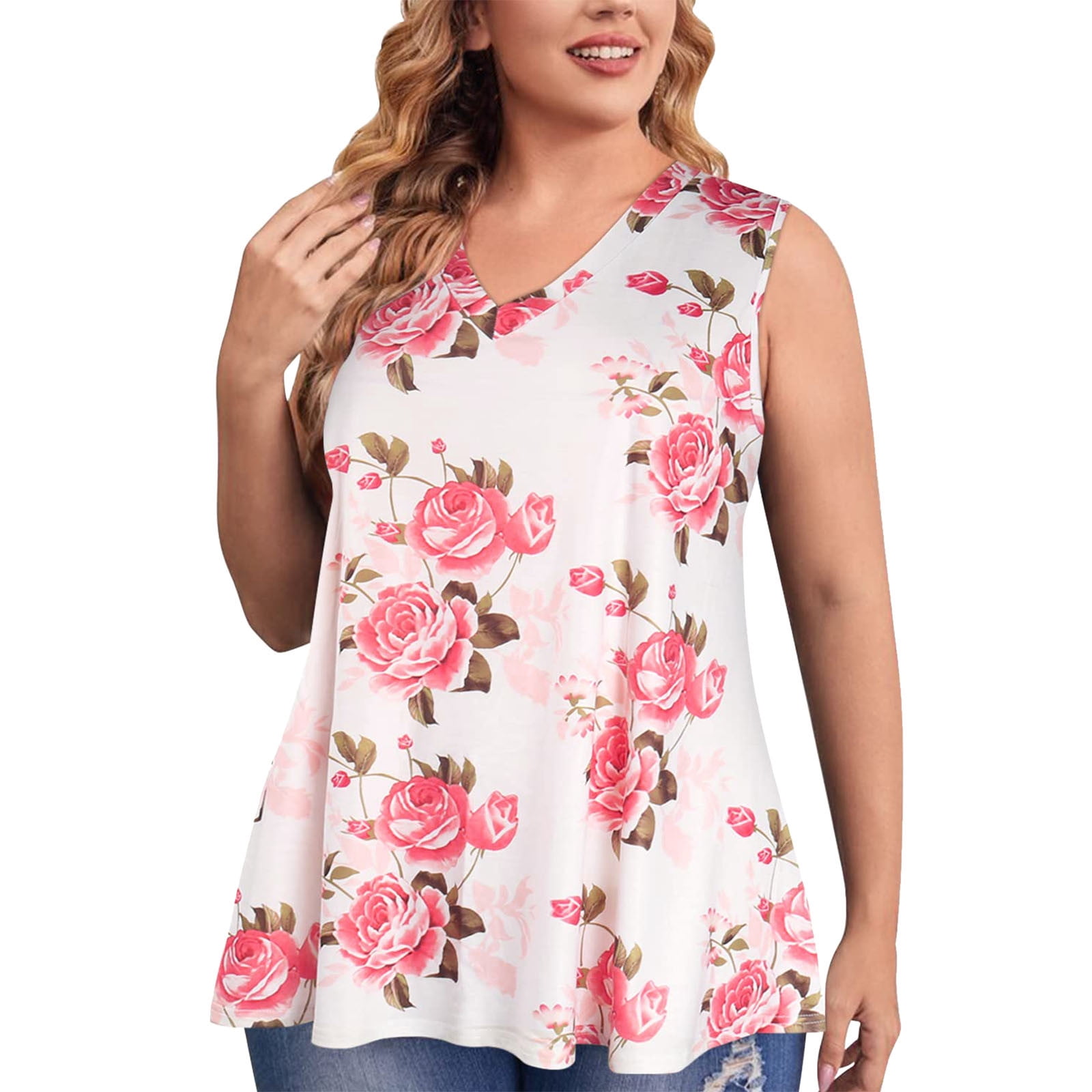 ansøge fedme vene Plus Size Tops for Women Casual T shirt Tank Sleeveless Tunic To Wear With  Leggings Summer Dressy Blouse Tee Shirt Top - Walmart.com