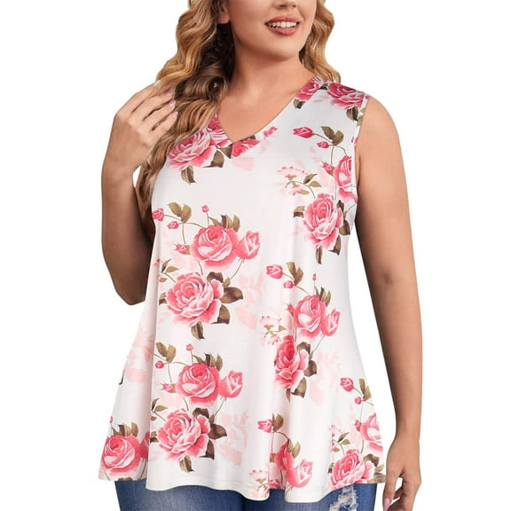 Plus Size Tops for Women Casual T shirt Tank Sleeveless Tunic To Wear With Leggings Summer Dressy Blouse Tee Shirt Top