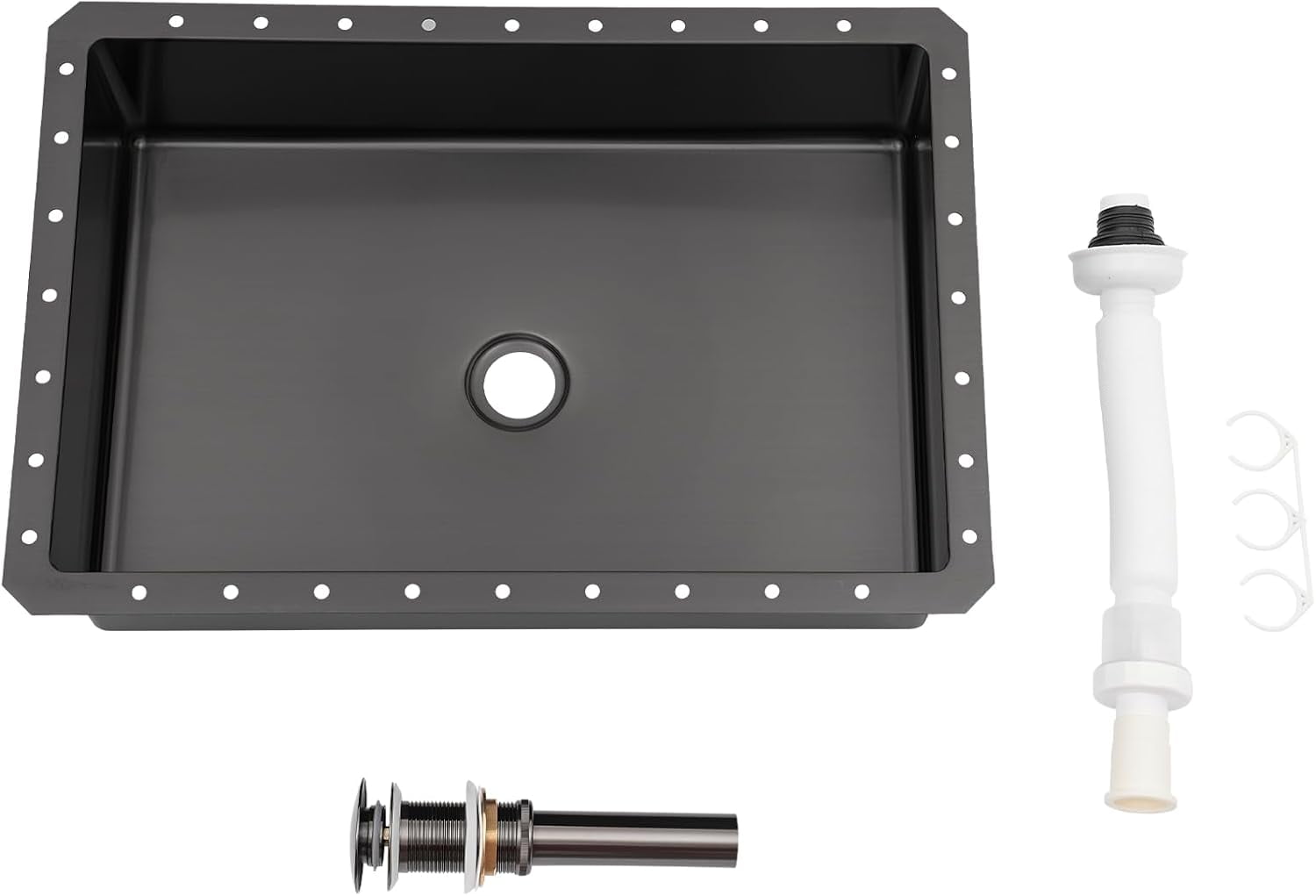 Bathroom Sink,Single Bowl Undermount Bathroom Wash Sink,Stainless Steel Kitchen Sink Rectangular Sink with Drain Pipe21.65x14.96x5.31in Black