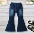 thumbnail image 4 of Cowsor Toddler Girl's High Waisted Bow Front Bell Bottom Jeans Flare Leg Denim Pants, 4 of 7