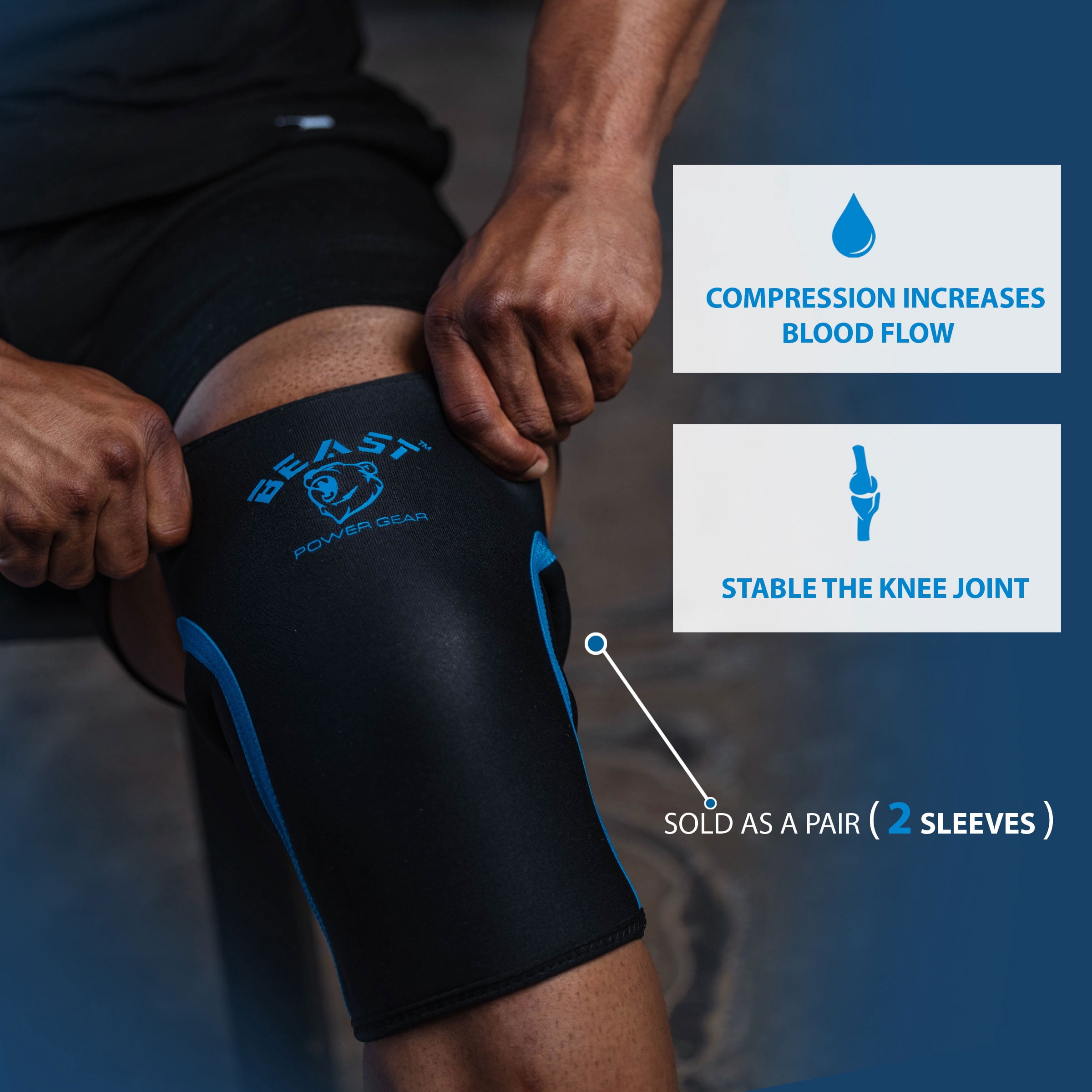 Neoprene Compression Knee Sleeves 7MM (Pair) Enhanced Knee Support in Squats Powerlifting Weightlifting and Wrestling – Unisex