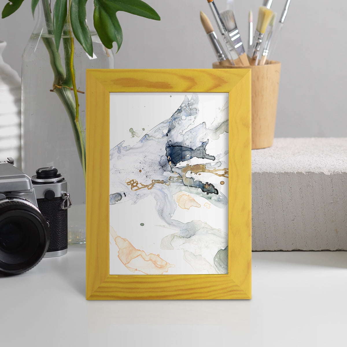 Organic Interlace II -Framed Print w/glass-Sunflower Yellow