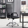 thumbnail image 2 of VICTONE Ribbed Office Chair High Back PU Leather Executive Conference Chair Adjustable Swivel Chair (Black), 2 of 7