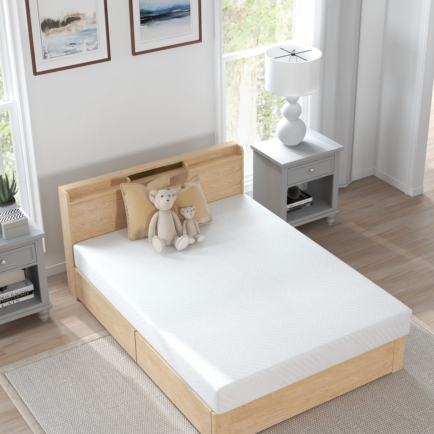 Resenkos 10-Inch King Size Mattress Medium Firm Feel Green Tea Memory Foam Hybrid Mattresses Bed in a Box
