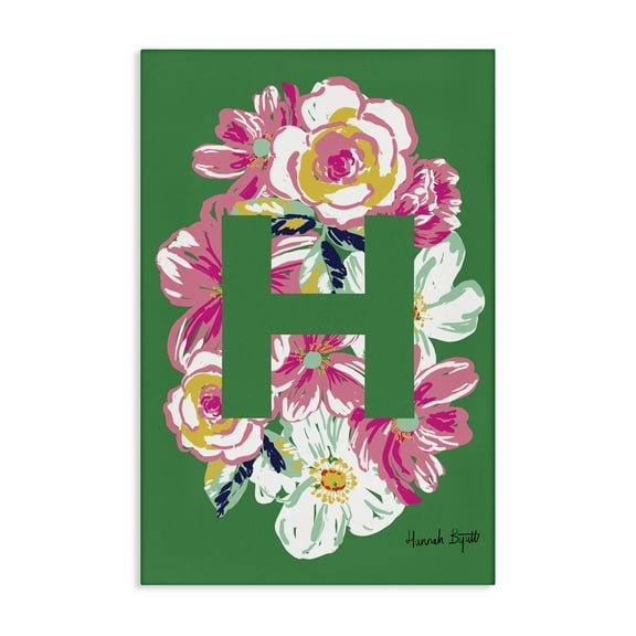 Stupell Industries Floral Bloom Letter H Botanical & Floral Painting Gallery Wrapped Canvas Art Print Wall Art, 24 x 36