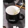 thumbnail image 4 of Lareina Porcelain Stackable Coffee Mug Set With Stand Rack and Spoons, 15 Ounce Cappuccino Cup Set of 4 for Specialty Coffee Drinks and Tea - Black, 4 of 5