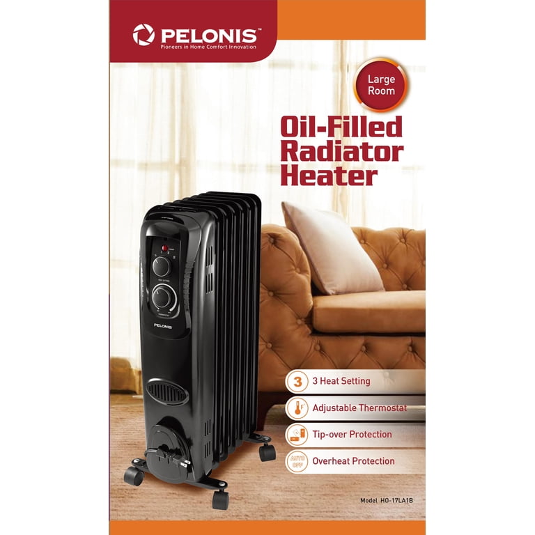 Pelonis Electric Oil-Filled Radiant Heater with Adjustable Thermostat,  HO-17LA1B, Black - Walmart.com