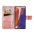 thumbnail image 4 of Allytech Galaxy Note 20 Case with Shiny Rhinestone, Shockproof PU Leather Retro 3D Butterfly Embossed Wallet Flip Case Magnetic Stand with Card Slot Folio Cover for Samsung Galaxy Note 20,Rosegold, 4 of 7