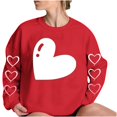 thumbnail image 4 of Heart Sweatshirt Womens Long Sleeve Pullover Shirt Crewneck Trendy Cute Tops Holiday Valentines Day Outfits, M Red, 4 of 5