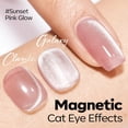thumbnail image 4 of modelones Cat Eye Gel Nail Polish, 15 ML Pink Glass Cat Eye Gel Nail Polish with Magnet Spring White Silver Shimmer Soak Off Reflective Translucent Gel Magnetic Nail Polish for Women Girl, 4 of 10