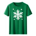 thumbnail image 3 of Fancifize Women's Christmas Graphic T Shirts Crewneck Short Sleeve Xmas Print Tee Cute Trendy Holiday Tops,Green, 3 of 5