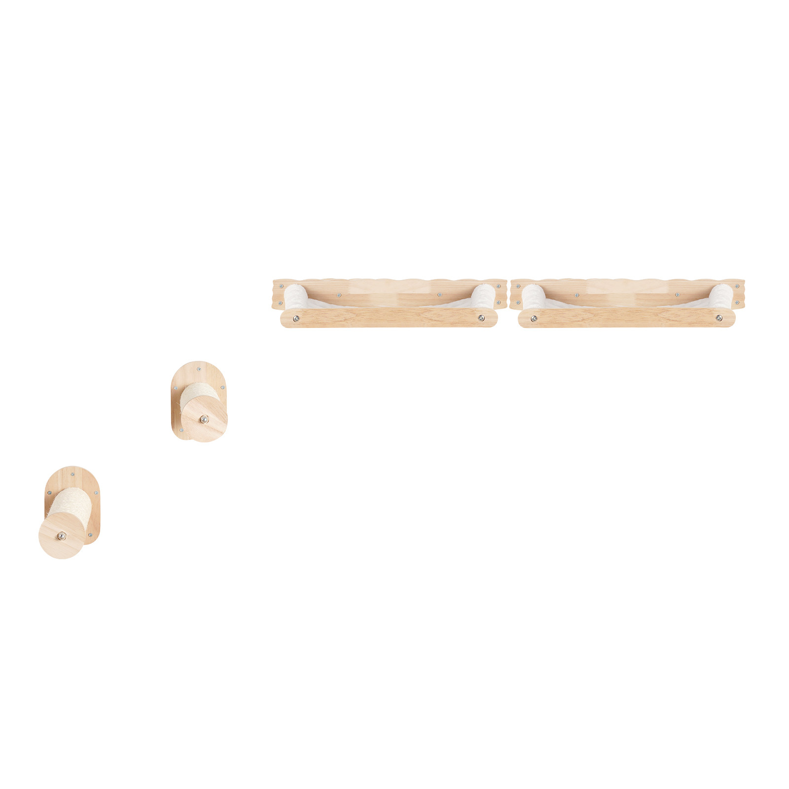 Favory Wall Mounted Cat Shelves, Perches with Jumping Posts & Hammocks, Removable & Washable Coral Fleece for Sleeping, Playing, Climbing, Set of 4