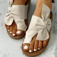 thumbnail image 2 of UTTOASFAY Women Open Toe Slide Bow-Knot Shoes Comfy Sandals Slippers Low Heeled Shoes White 9(41), 2 of 5