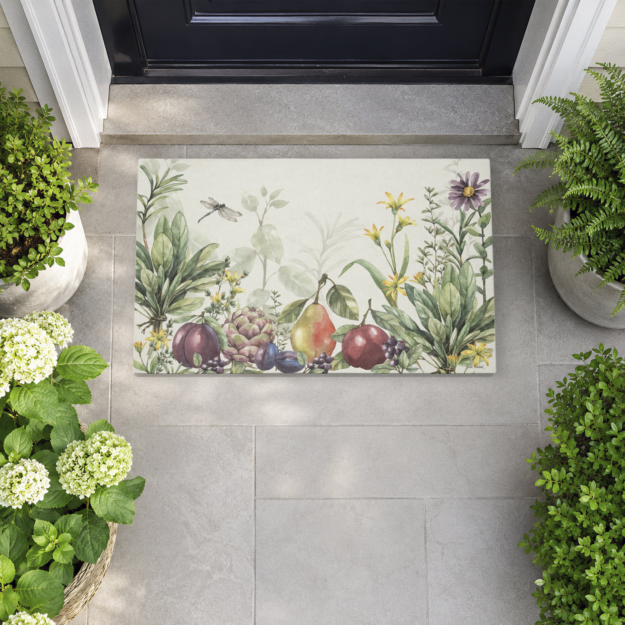 Stupell Industries Illustrated Garden with Dragonfly Printed Outdoor Door Floor Mat, design by Leslie Trimbach