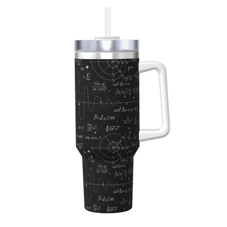 

Zeuib Mathematica Science Printed Insulated Stainless Steel Hot/Cold Coffee Cup 40oz Ice Bully With Handle Tumbler with Straw and Handle Insulated Water Bottle Travel Mug Cup