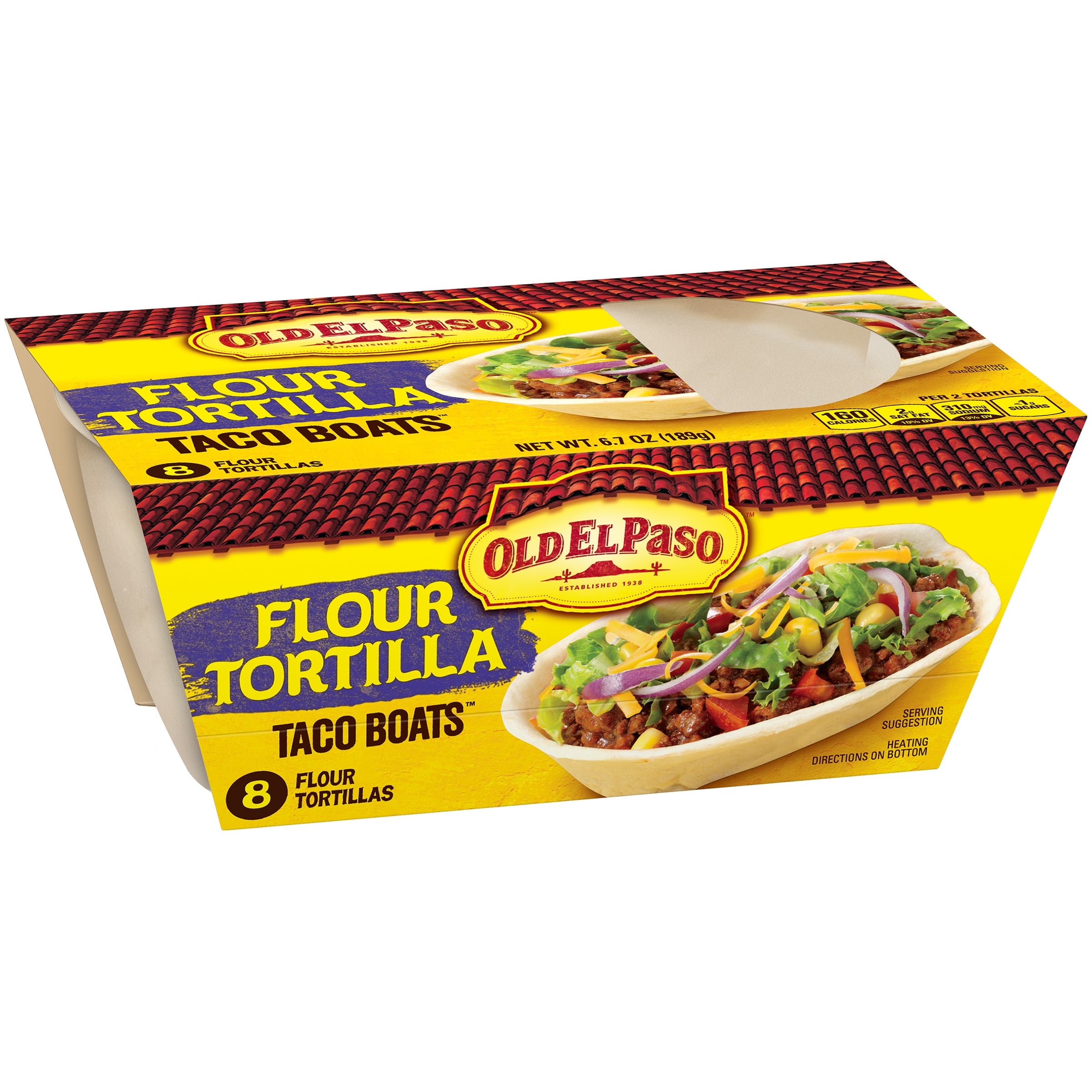 Old El Paso Taco Boats Flour Tortillas 8 ct Pack by General Mills Sales, Inc.
