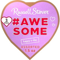 RUSSELL STOVER Valentine's Day Conversation Heart #Awesome Assorted Milk & Dark Chocolate Gift Box, 1.5 oz. (3 Pieces)