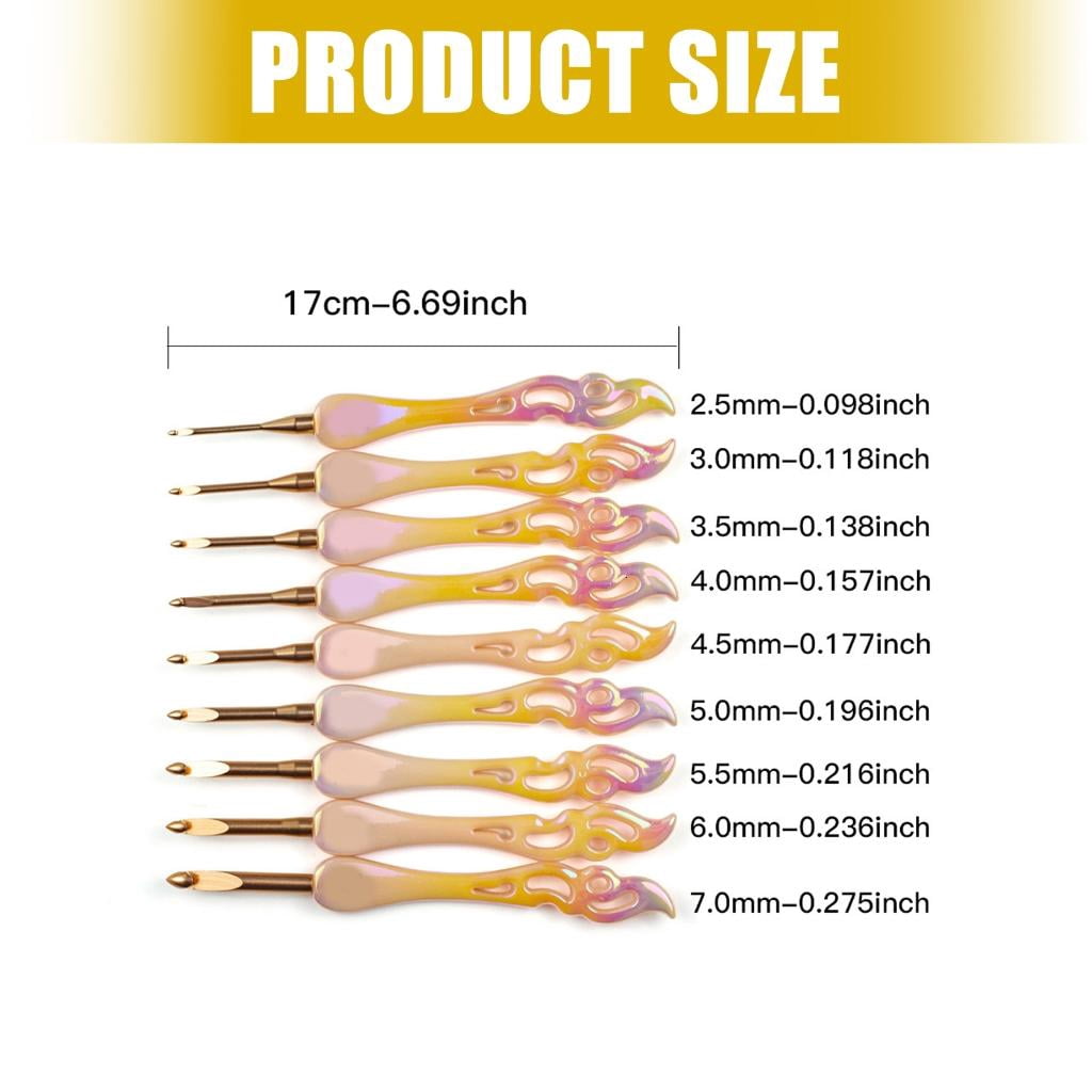 Giaone Sturdy Acrylic Crochet Hook Set Elegant Color Large Handle For Knitting And Crafting