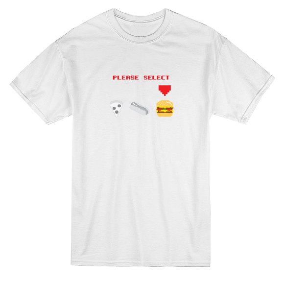 Videogame Select Player Burger Graphic Men's White T-shirt