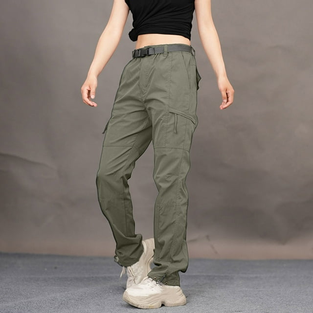 Leodye Neutral Windproof and Waterproof Outdoor Straight Leg Casual Multi Bag Work Pants for Spring and Autumn Styles Army Green S(S)