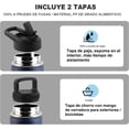 thumbnail image 3 of Termo de Acero Inoxidable para Agua Fría y 2 Tapas - Botella Térmica Metálica con Doble Pared para Mantener el Frío Gimnasio, Deportes y Oficina (Azul oscuro, 0.7 Litros), 3 of 4