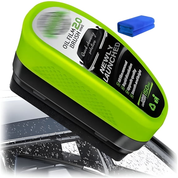 ACDANC Glass Cleaner, Oil Film Cleaning Brush for Car Windows, Reusable Automotive Oil Film Cleaning Brush 2.0, Wind Shield Cleaner, Universal Auto Glass Cleaner (1set)