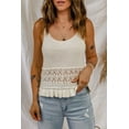 thumbnail image 1 of Women's Beige Crochet Ruffled Hem Knitted Vest, 1 of 7