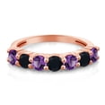 thumbnail image 2 of Gem Stone King 1.03 Ct Round Purple Amethyst Black Onyx 18K Rose Gold Plated Silver Ring (Size 6), 2 of 4