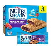 Kellogg's Nutri-Grain Mixed Berry Chewy Soft Baked Breakfast Bars, Ready-to-Eat, Kids Snacks, 8 Count