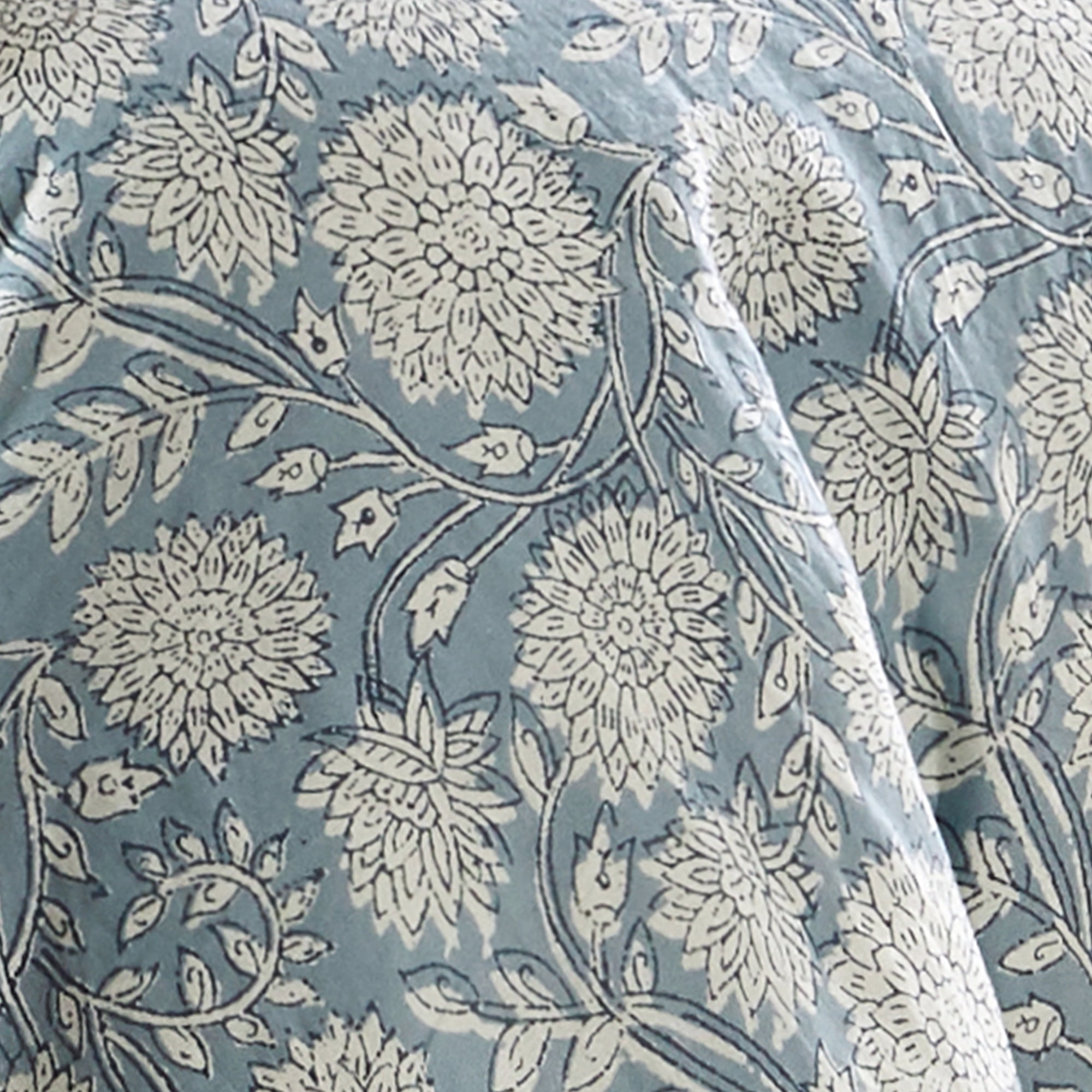 Levtex Home - Adare Blue Duvet Cover Set - Full/Queen Duvet Cover + Two Standard Pillow Cases - Bordered Floral - Blue, Navy and White - Duvet Cover (90 x 94in.) and Pillow Case (26 x 20in.) - Cotton