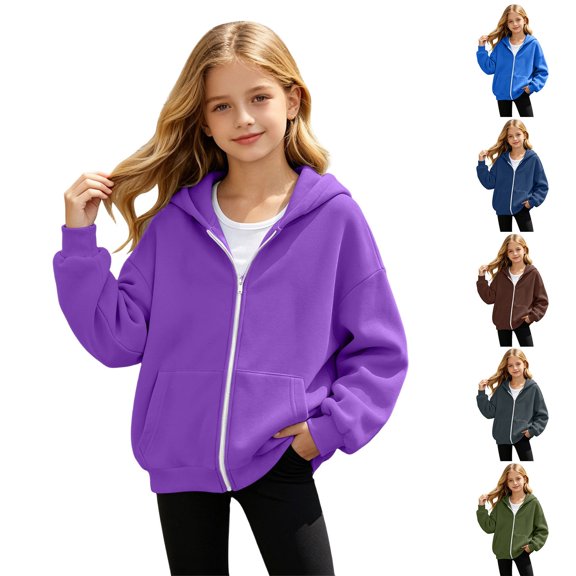 Shadoumai Oversized Hoodie For Girls 2026 Fall Winter Trendy Long Sleeve Zip Up Hooded Sweatshirt Cute Preppy Teens Clothes
