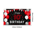thumbnail image 2 of Black Background 10th Birthday Banner with Red White Balloons and Polka Dot Bunting Happy Birthday Party Supplies Photography Props Decors for Birthday Party Celebration Event Decorations, 2 of 7