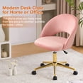 thumbnail image 5 of Furniliving Modern Mid-Back Office Chair Swivel Task Chair Velvet Dining Chairs for Living Room Bedroom, Pink, 5 of 11