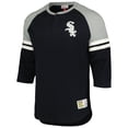 thumbnail image 2 of Men's Mitchell & Ness Black Chicago White Sox Cooperstown Collection Legendary Raglan Slub Henley 3/4-Sleeve T-Shirt, 2 of 5