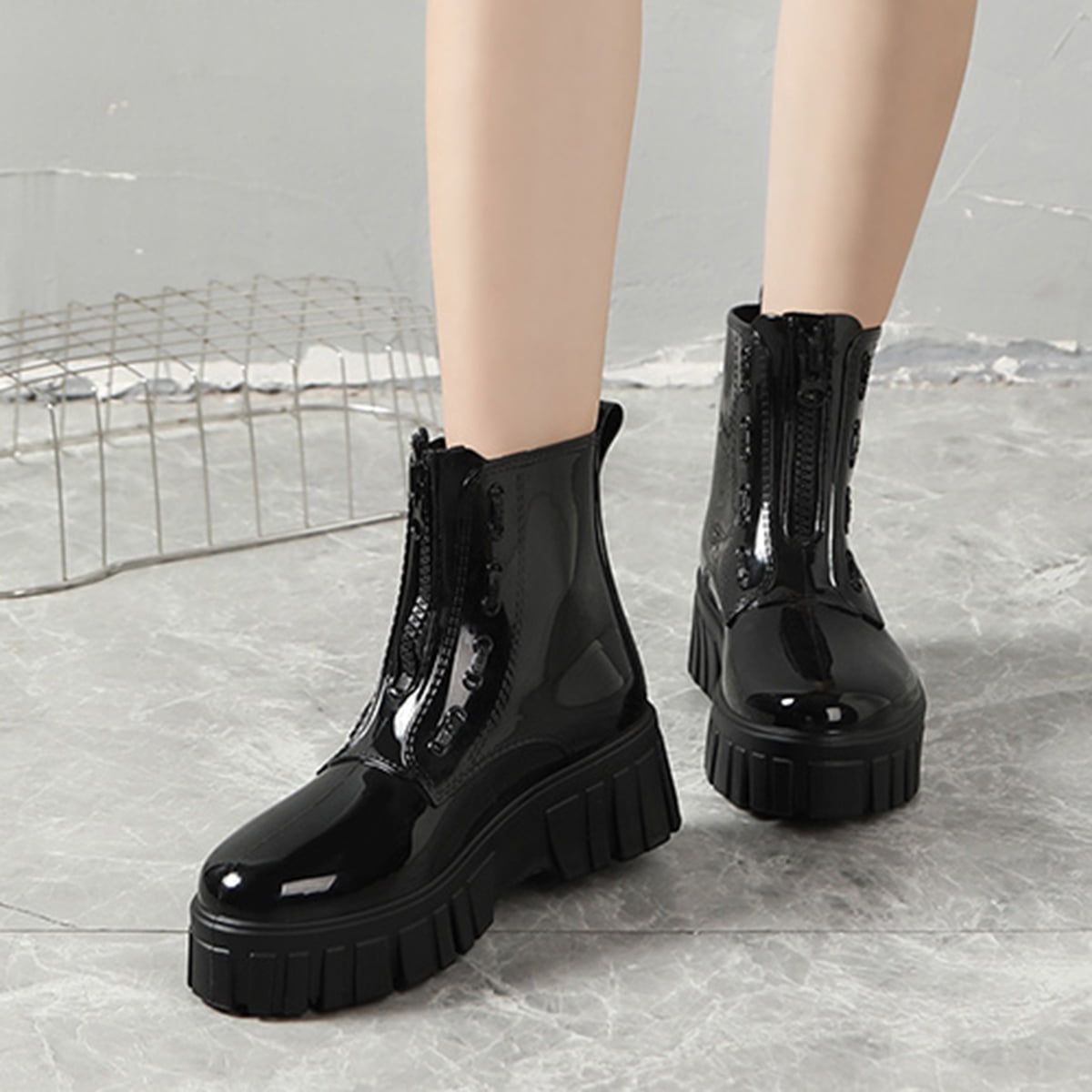 AUXDIQ Rain Shoes Women Mid-calf Boots Waterproof Rain Boots Outdoor Garden Shoes