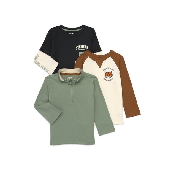 Garanimals Toddler Boys Assorted Long Sleeve Tops, 3-Pack, Sizes 18M-5T