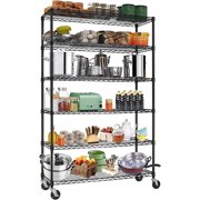 6-Tier Metal Wire Shelving Unit w/Wheels Height Adjustable Storage Rack NSF Certified Storage Shelves 2100/500 Lbs Capacity Standing Utility Shelf for Laundry Kitchen Pantry Garage Organization