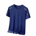 thumbnail image 4 of Havenx Men's Summer Cooling Ice Silk T-Shirts Short Sleeve Crewneck Shirts Rapid Dry Moisture-Wicking T-Shirt Casual Vintage Cooling Fishing Sports Fitness Tees,Dark Blue M, 4 of 5