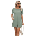 thumbnail image 2 of Mono de Verano de Corta para Mujer, Holgado, Informal, con Cuello en V, Pantalones Cortos, Elegante, Cómodo, con Bolsillos, Verde, Talla L, 2 of 8