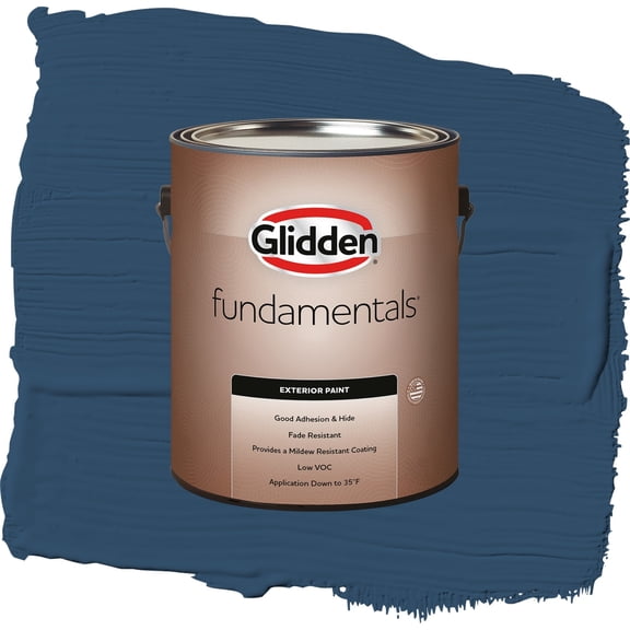 Glidden Fundamentals Blueberry Pie / Blue, Flat Exterior Paint, 1 Gallon