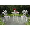 Sunjoy Releve 3 Piece Rose Bistro Set, Outdoor Floral Antique Style Metal Table and Chairs Dinning Set, White