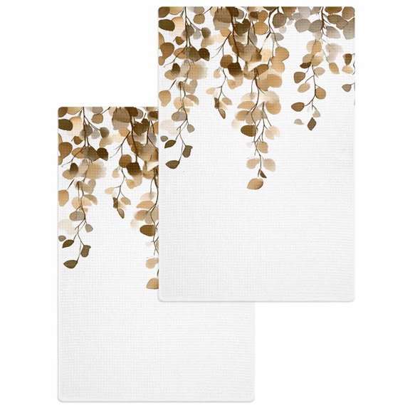 Orange Eucalyptus Leaves Kitchen Dish Towels for Drying Dishes Set of 2, Weeping Spring Botanical Summer Waffle Weave Microfiber Hand Tea Bathroom Towels Quick Dry & Absorbent Towel 15.7x23.6