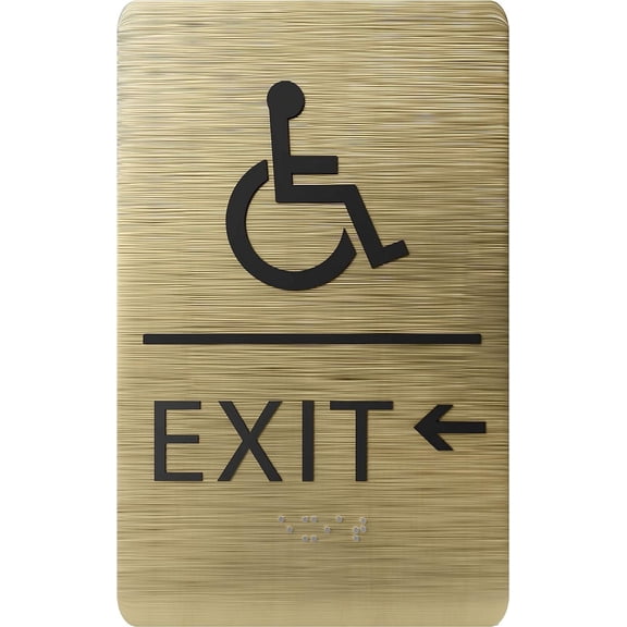 ADA CENTRAL SIGNS - 6"X9" Exit Left Sign with Arrow - ADA Compliant Tactile Graphics Grade 2 Braille Text Wall Signs - Emergency Rescue Safety Sign for School, Office, Business, Apartment, Restaurant