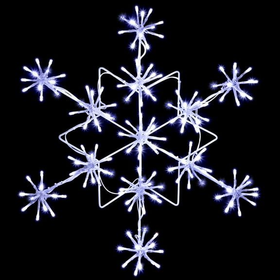 LAMPHOME [Large 20"x20"] 156LED Snowflake Motif Super-Bright White LEDs Outdoor Christmas Decoration with UL Standard Adaptor Waterproof for Outdoor Home Party Wall Hanging Holiday Christmas